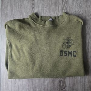 Vintage United States Marine Corps Military Green Crewneck Sweater Medium Fit